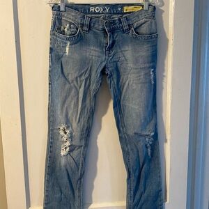 Vintage Y2K Roxy Gold Coast Skinny fit distressed vintage jeans size 3